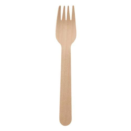 Tenedor de madera 15,5cm en bolsa transparente 100 piezas Sunup 4901627067918