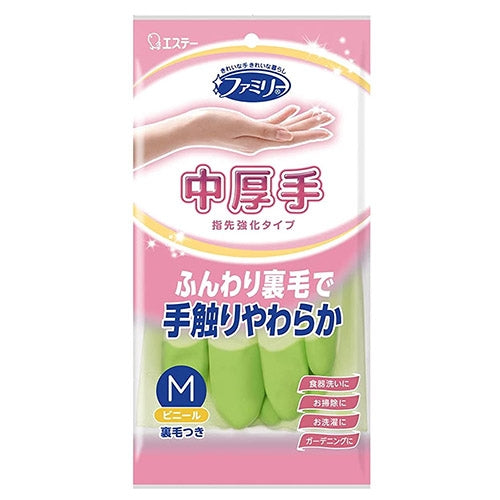 エステー ビニール中厚手 指先強化 Ｍ グリーン 4901070712120