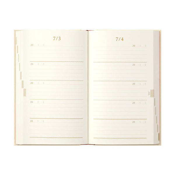 ミドリ 日記 5年連用 刺繍 花柄 ベージュ 12883006 デザインフィル 4902805128834（10セット）