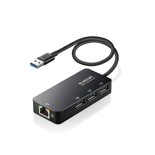 ELECOM LAN adapter Type-A with USB hub EDC-GUA3H2-B 4549550227254