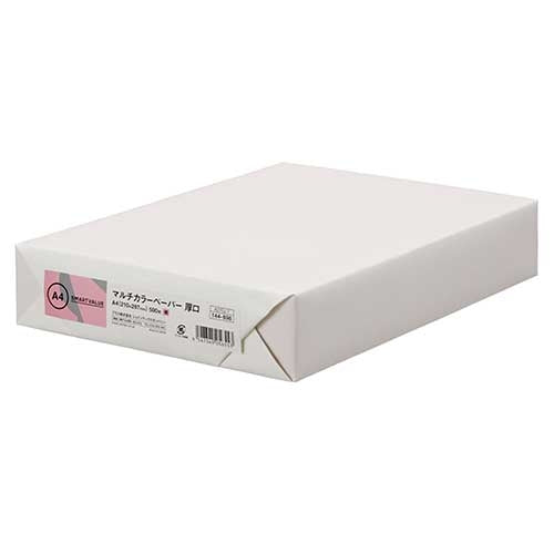 スマートバリュー カラーペーパー厚口A4 桃 500枚 A270J-7 4547345056553