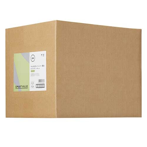 スマートバリュー カラーペーパー厚口A4 鶯 2000枚 A271J-3 4547345056584