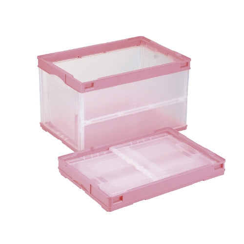 PLUS（プラス）オフィス家具 オリタタミコンテナ CB-S51NRL ピンク透明　4938233607306