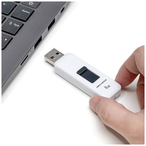 ARCHISS スライド式USBメモリ 8GB AS-008GU2-PSW 4582353599401