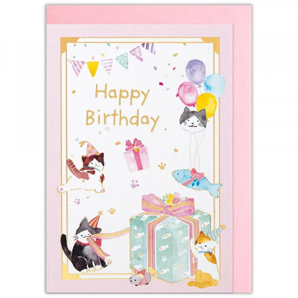 エヌビー ミニカード　えほん　誕生日　こねこ 2865101 4909510185060（5セット）