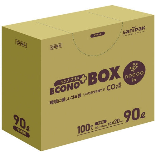 日本サニパック nocooエコノプラスBOX半透明90L 100枚 CE94 4902393580434