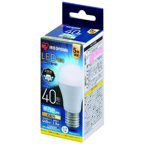 アイリスオーヤマ LED電球40W E17広配昼白 LDA4N-G-E17-4T6 4967576408028