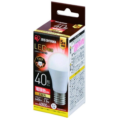 アイリスオーヤマ LED電球40W E17広配電球 LDA4L-G-E17-4T6 4967576408035