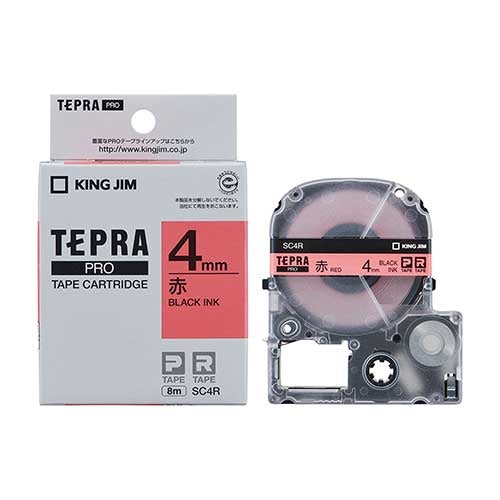 Cinta King Jim Tepra PRO SC4R Roja con Letras Negras 4mm