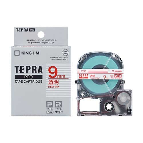 キングジム テプラPROテープ ST9R 透明に赤文字 9mm 4971660760329