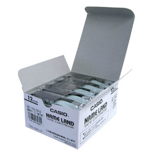 It is lindera 12mm5 unit in CASIO COMPUTER Co., Ltd. tape XR-12X-5P-E transparence