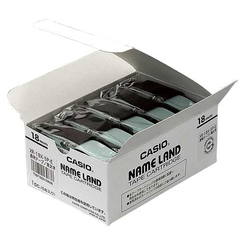 Casio Computertape XR-18X-5P-E Transparant zwarte tekst 18mm 5 stuks