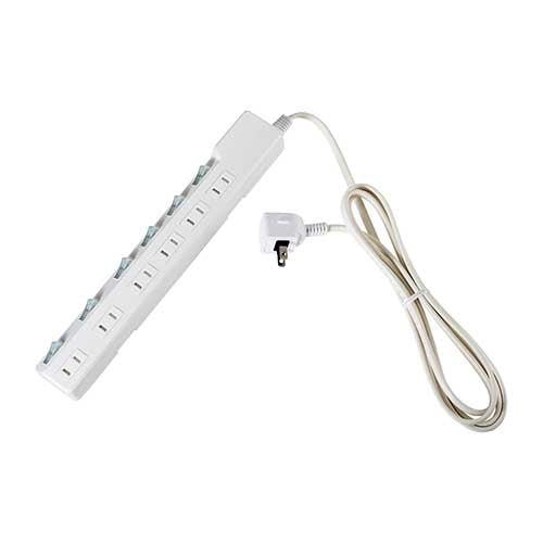 朝日電器 耐雷SW付タップ 6個口 2m WLK-62S(W) 4901087225798