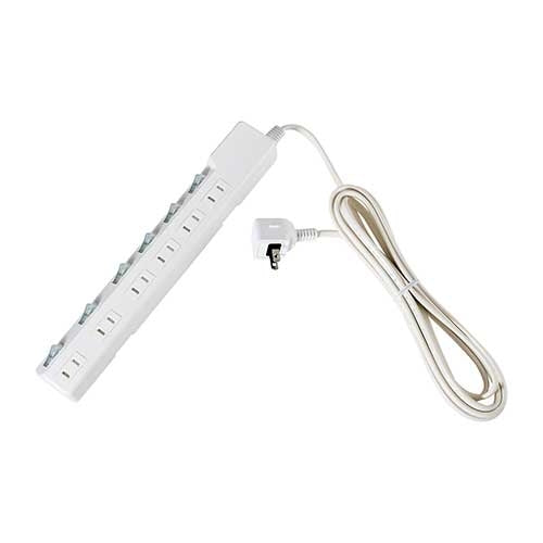 朝日電器 耐雷SW付タップ 6個口 3m WLK-63S(W) 4901087225804