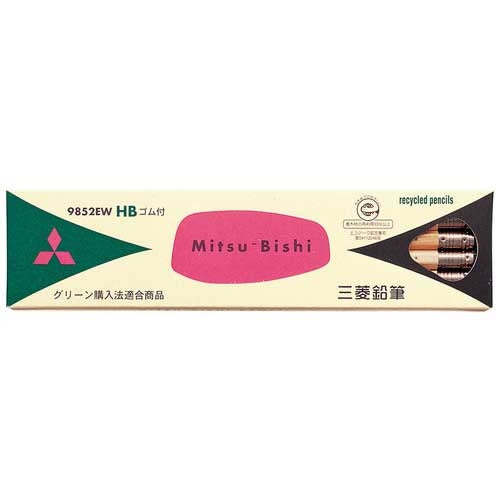 三菱鉛筆 リサイクル鉛筆 K9852EW HB 12本 4902778747773