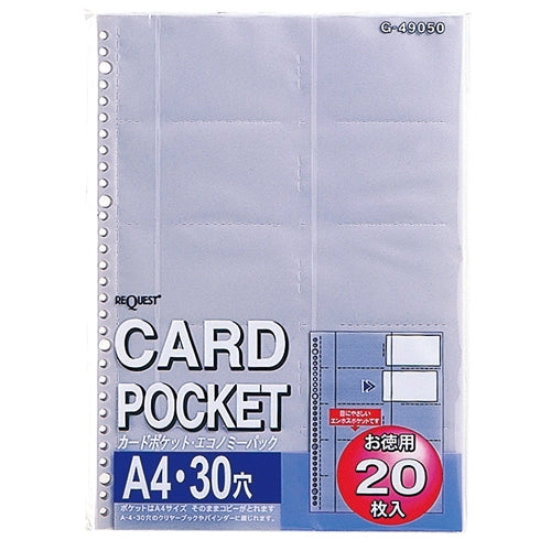 LIHITLAB. クリヤーポケット 名刺用 G49050 A4 30穴 4903419348151