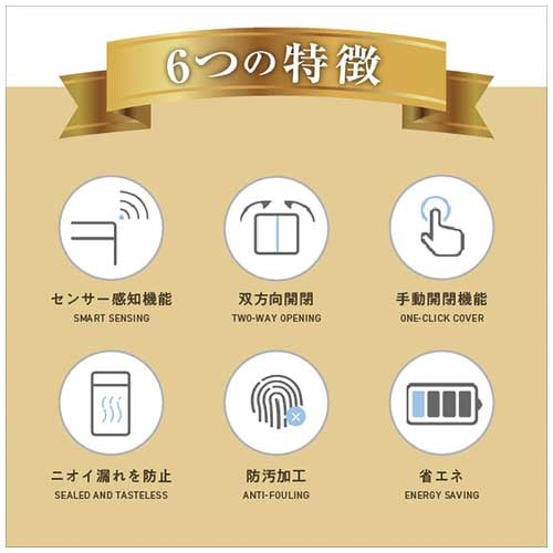 オーロラ センサー搭載全自動左右開閉式ゴミ箱 40L 4994614700325