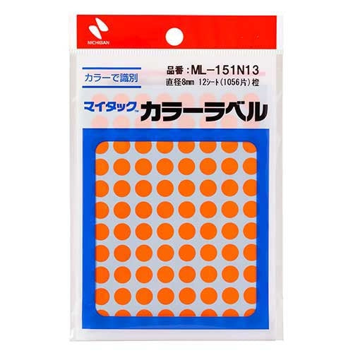 ニチバン マイタック カラーラベル ML-151N13 橙 8mm 4987167101572