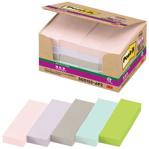 Papier recyclé adhésif fort Post-it 3M Japon 75 × 25 mm 5001SS-AP2 4550309409272