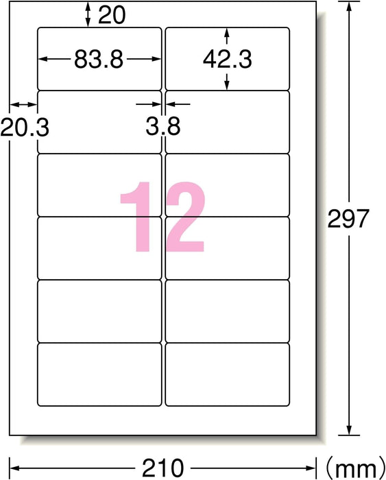 エーワン パソコン&ワープロ ラベル シール プリンタ兼用 12面 20枚 28175（10セット）