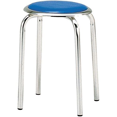 PLUS（プラス）オフィス家具 丸イス M-24M ブルー ビニールシート張り　4942646010349