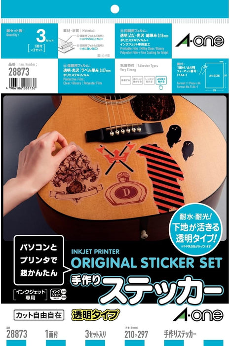 エーワン 手作りステッカー 透明 3セット 28873（10セット）