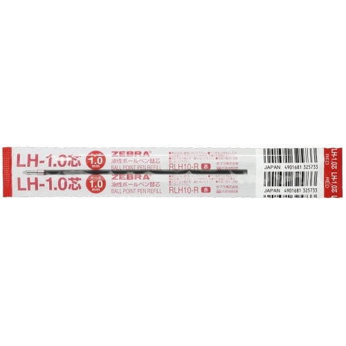 Recharge pour stylo à bille Zebra RLH10-R 1,0mm rouge 10 pièces