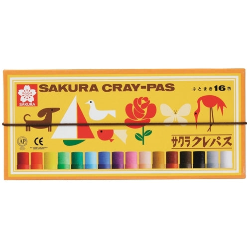 16 colors of Sakura Color Products Corp. pastel crayon LP16R rolling thickly