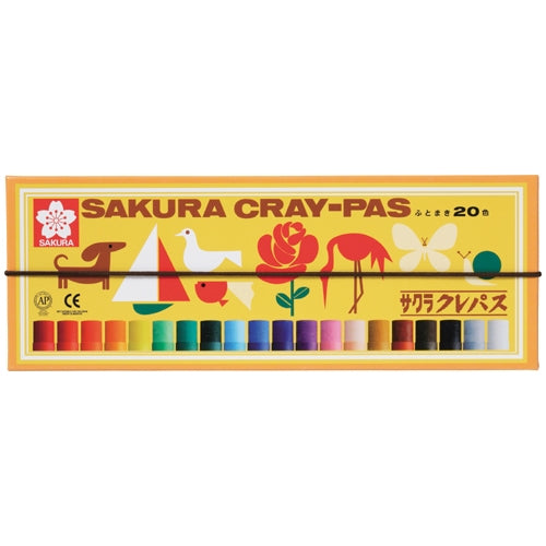 20 colors of Sakura Color Products Corp. pastel crayon LP20R rolling thickly