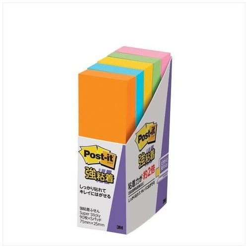 The 3M Japan Post-it 500-5SSAN strong adhesion 75mm *25mm fluorescence