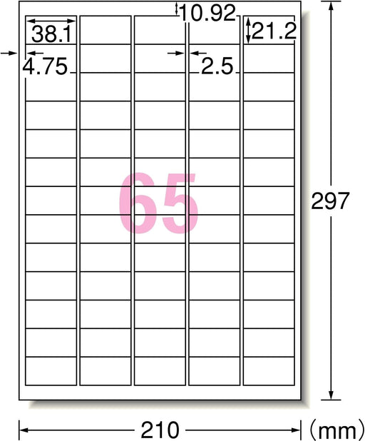エーワン ラベルシール プリンタ兼用 透かしても読めない修正 65面 12枚 31673（10セット）
