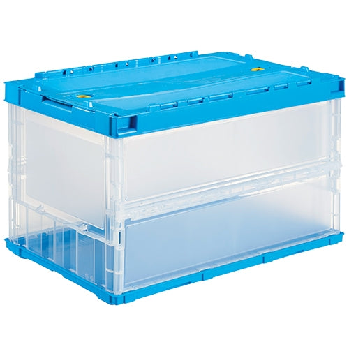 PLUS（プラス）オフィス家具 オリコン ペタンコ C-50B 蓋付 透明ブルー　4983049490505