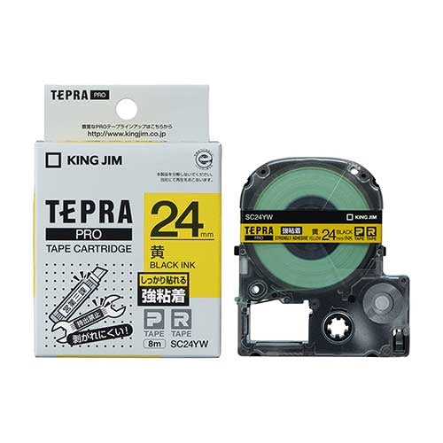 King Jim PRO Tape Strong Adhesive Yellow with Black Letters SC24YW