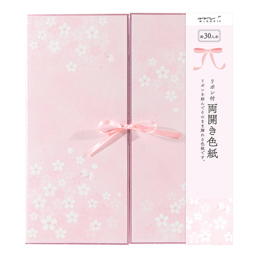 ミドリ/ｶﾗｰ色紙ﾘﾎﾞﾝｻｸﾗ 4902805331463（10セット）