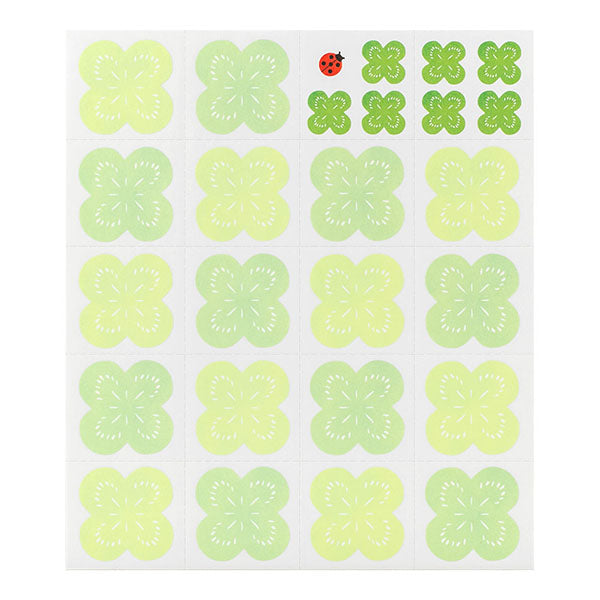 カラー色紙 クローバー柄 シール付(1枚入) デザインフィル 4902805331555