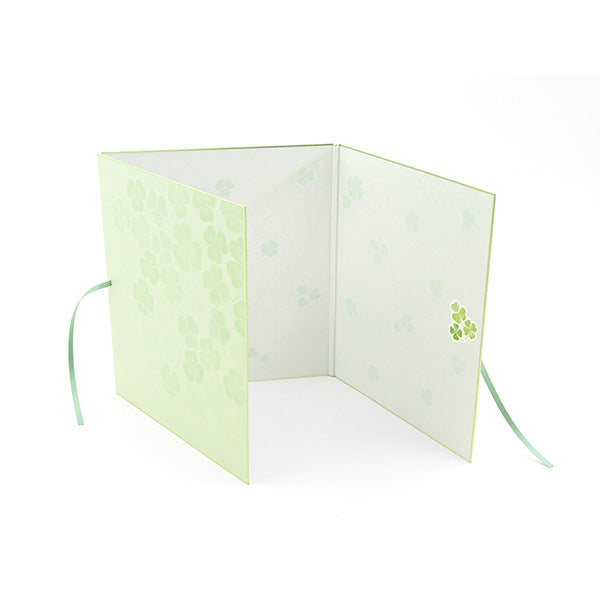 33225006 たくさん書けるミドリ カラー色紙 三つ折りリボン クローバー柄デザインフィルIAZ02GE デザインフィル 4902805332255（3セット）