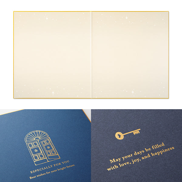 ミドリ  カラー色紙 寄せ書きシール36枚・スリーブケース付 扉 紺(33277006) 　4902805332774（10セット）