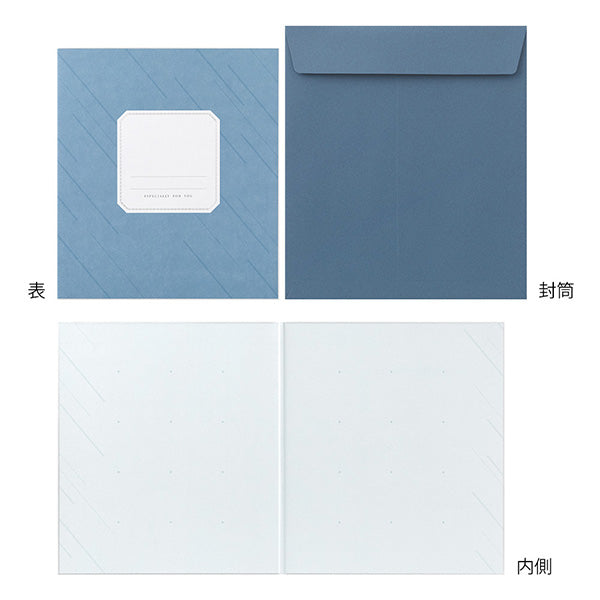 Midori/33285006_Farbiges farbiges Papier, zweifach gefaltet, mit Aufkleber und Umschlag, durchscheinend, Marineblau/4902805332859