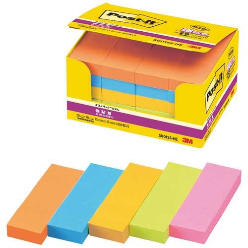 3M Japan Post-it 5001SS-NE Adhesivo fuerte 75 mm x 25 mm Colores mixtos 4548623087283