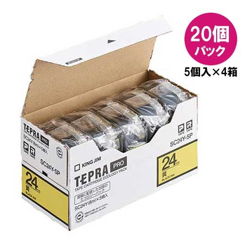 キングジム テプラPROテープSC24Y-20黄に黒字 24mm20個 2147345065832