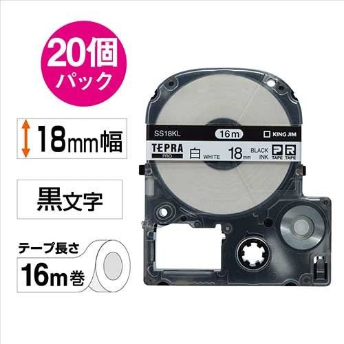 King Jim Tepra PRO Tape Long SS18KL White/Black 20 pieces 2147345065856