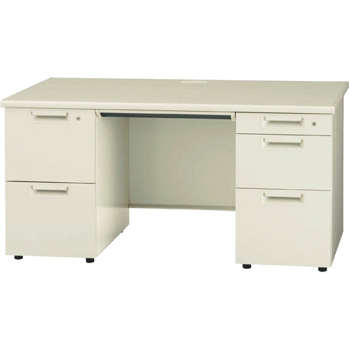 PLUS（プラス）オフィス家具 両袖机 JS-147D-32 LGY エルグレー　