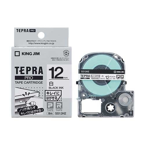 キングジム テプラPROテープ再剥離SS12KE 白に黒字12mm 4971660765362