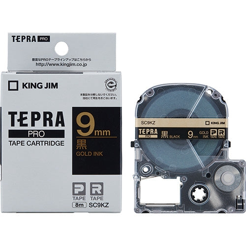 It is gilt lettering 9mm in キングジムテプラ PRO tape SC9KZ black