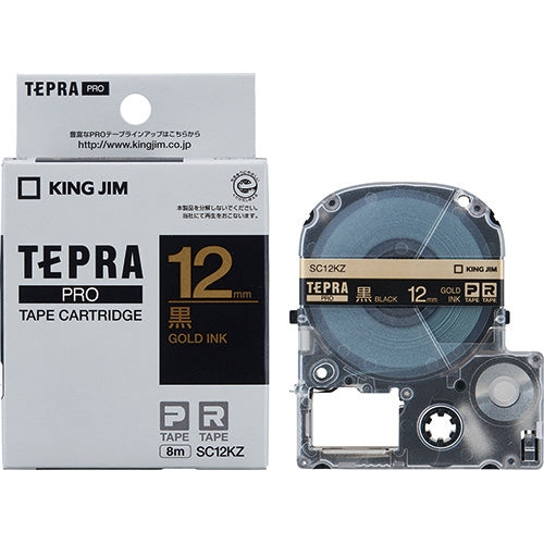King Jim Tepra PRO Tape SC12KZ Black with gold letters 12mm 4971660758746