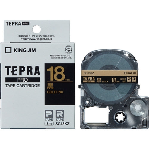 King Jim Tepra PRO Tape SC18KZ Black with gold letters 18mm 4971660758753