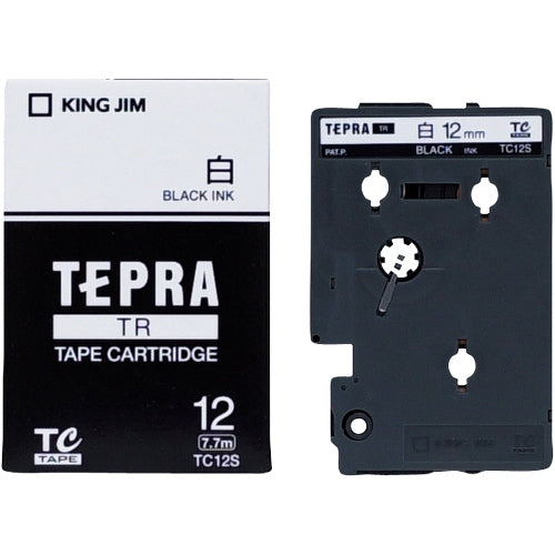 King Jim Tepra TR Tape TC12S Huruf hitam pada putih 12mm 4971660751907