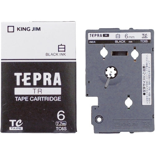King Jim Tepra TR Tape TC6S Black letters on white 6mm