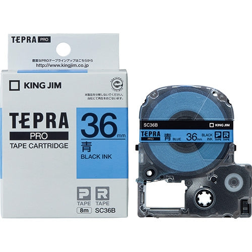 Лента King Jim Tepra PRO SC36B Синяя с черными буквами 36 мм 4971660751433