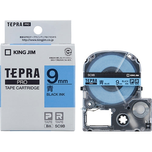 King Jim Tepra PRO Tape SC9B Blue with Black Letters 9mm 4971660765706